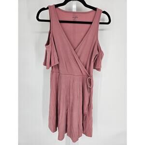 Alya Womens Short Sleeve Wrap V-neck Pink Cold Shoulder Knee Length Dress Size M